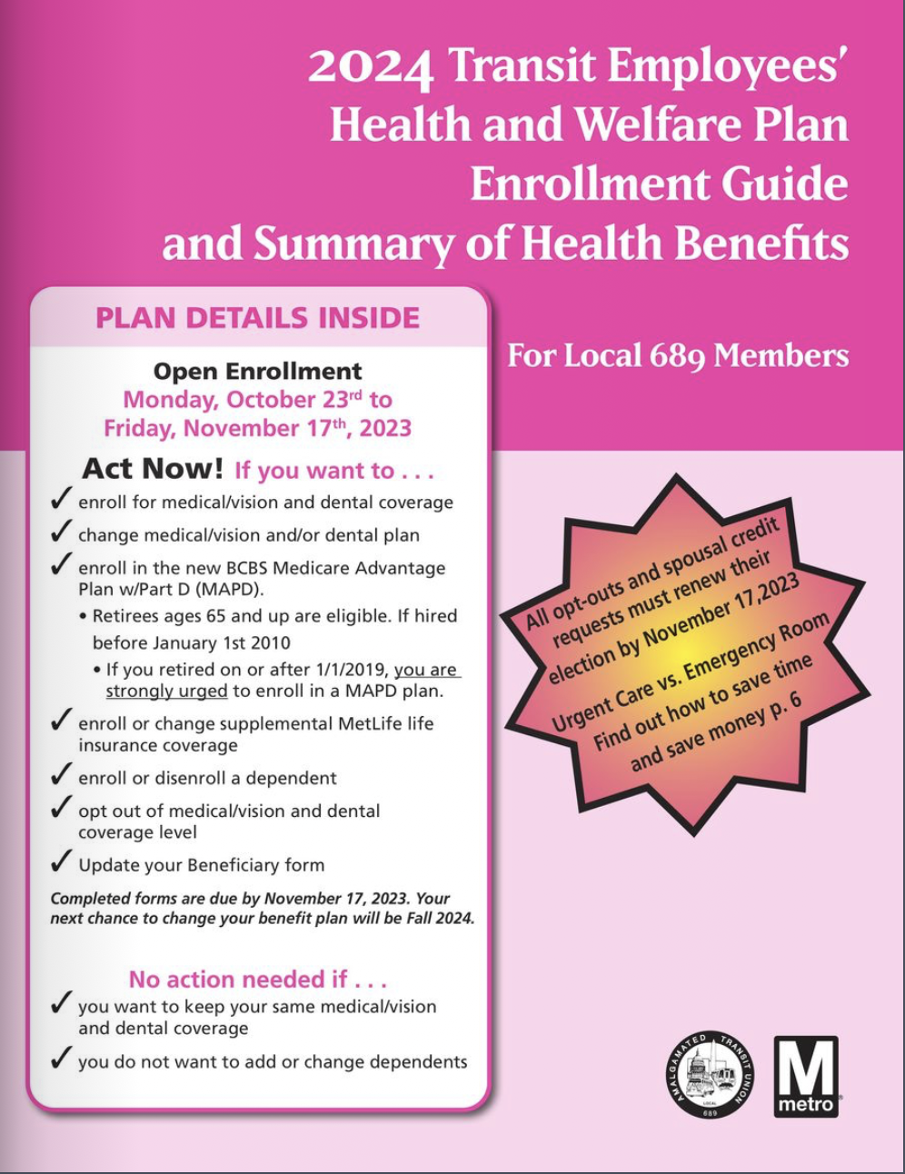 2024 Open Enrollment Guide and Enrollment Rates Transit Employees